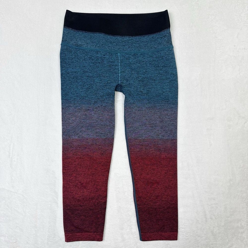 Athleta Relay Capri Legging‎ Womens XS Teal Red Ombre Workout Midrise Yoga